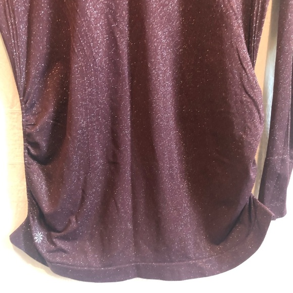 Athleta metallic long sleeve performance top, wine, like new - Picture 4 of 5